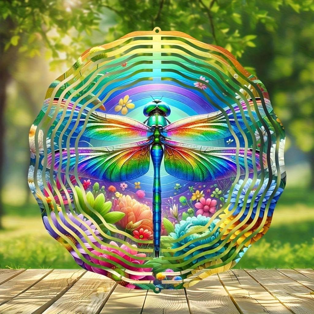 Metall Windspiel Lebhaftes Libellen Design Bunte Gartendekoration Kein Strom Benötigt Perfektes Geschenk für Muttertag Geburtstage Einweihung