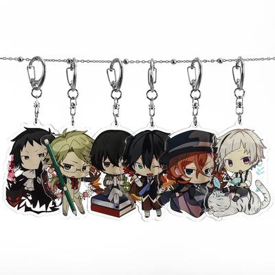 6 teile/satz Anime Streunende Hunde Schlüsselbund Dazai Osamu Nakahara Chuya Cartoon Acryl Schlüsselbund
