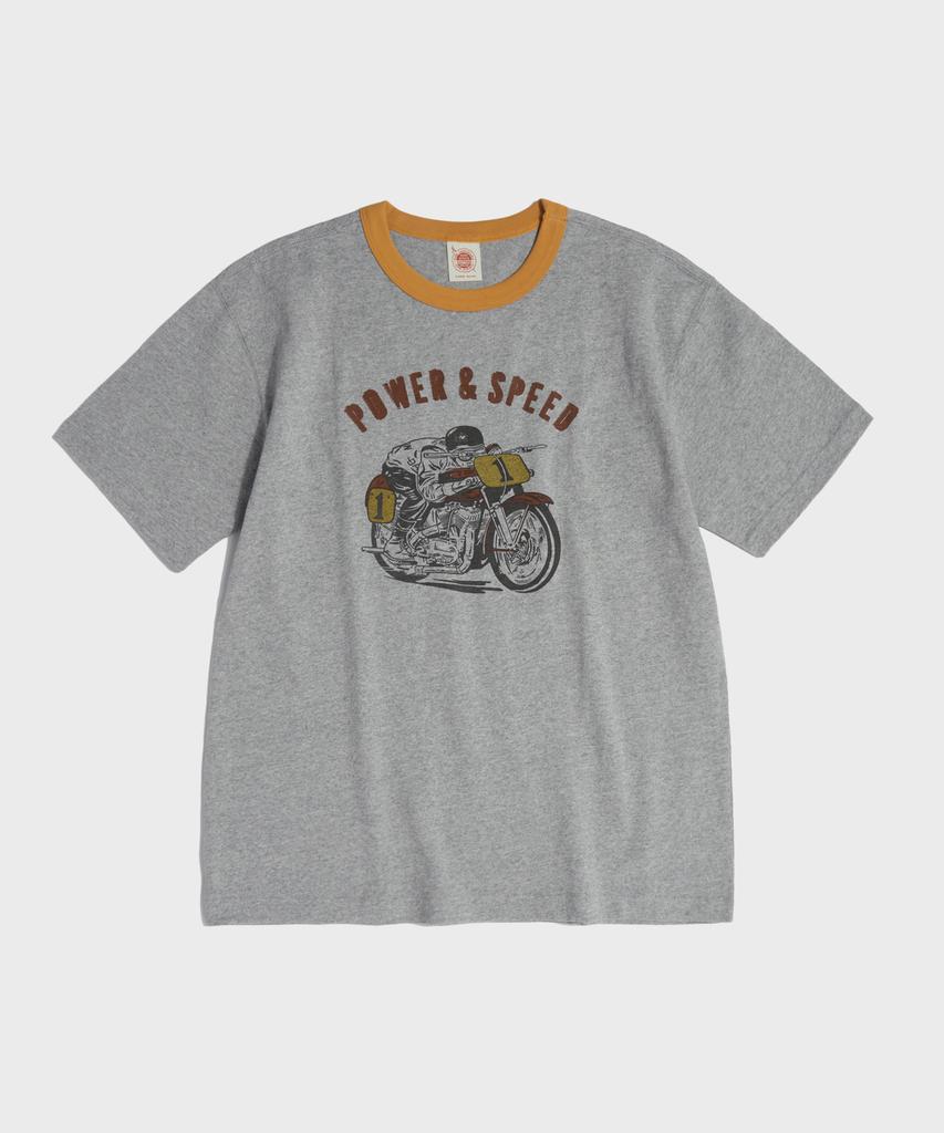 Beulonseun Retro Motorcycle Graphic Tee Gray
