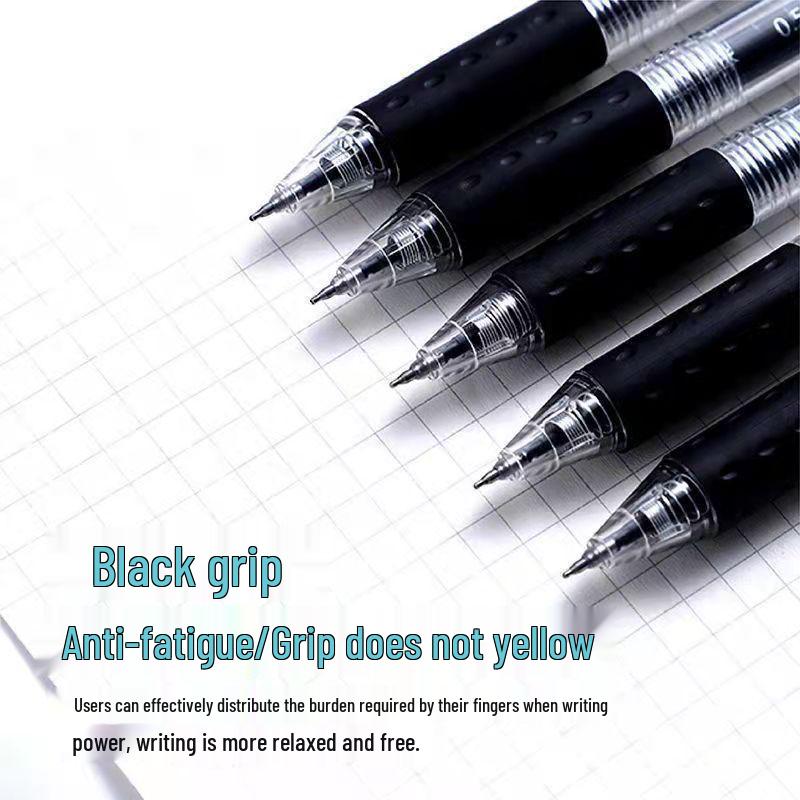 ST Nib Push-Action Gel Brush Pen, Black Refill - Smooth & Durable with Soft Silicone Grip, Ideal for Students.