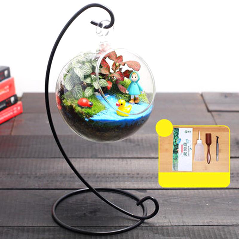 Hanging Glass Vase Flowers Plant Table Vase Stand Holder Terrarium Handmade