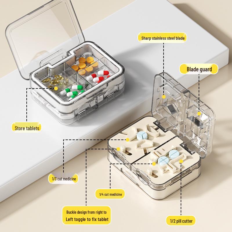Multi-Functional Double-Layer Pill Cutter & Moisture-Proof Medicine Box
