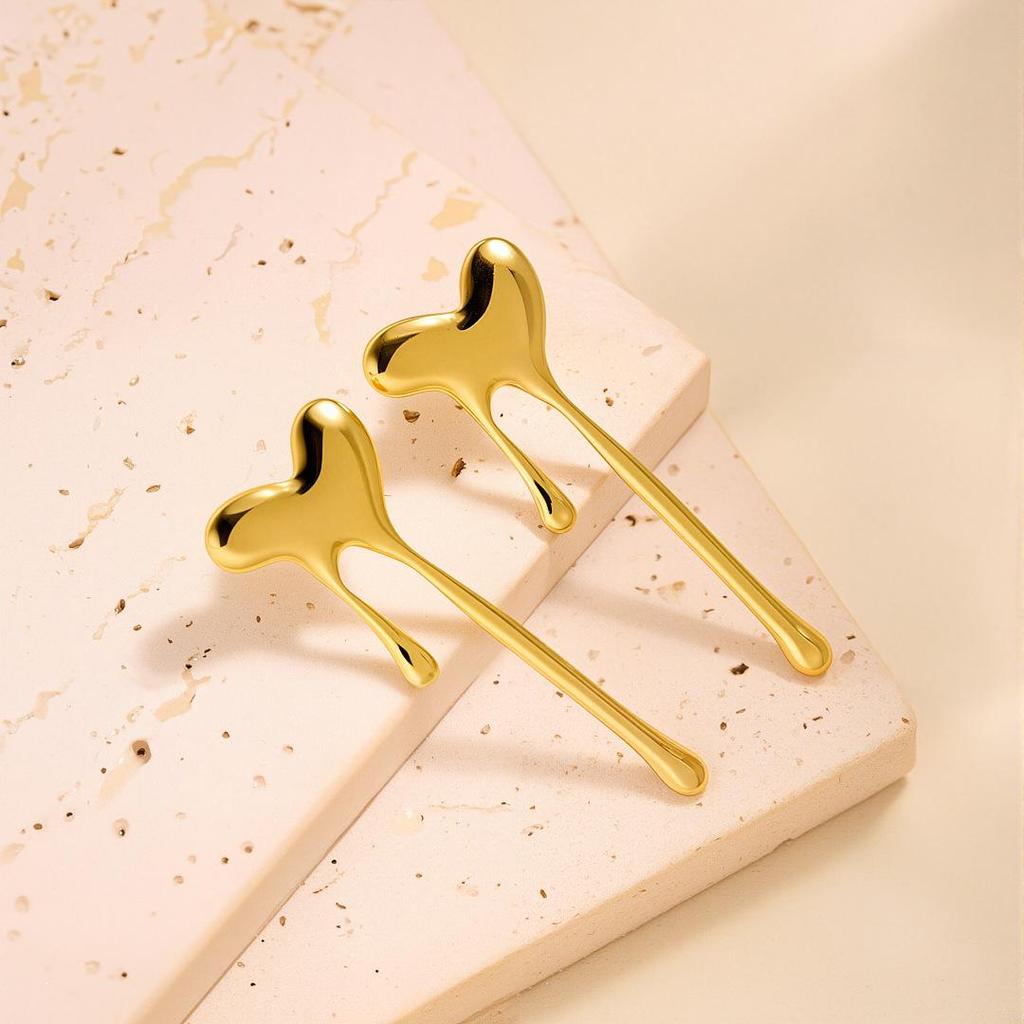 Geometric Irregular 18k Gold Titanium Steel Earrings for Women
