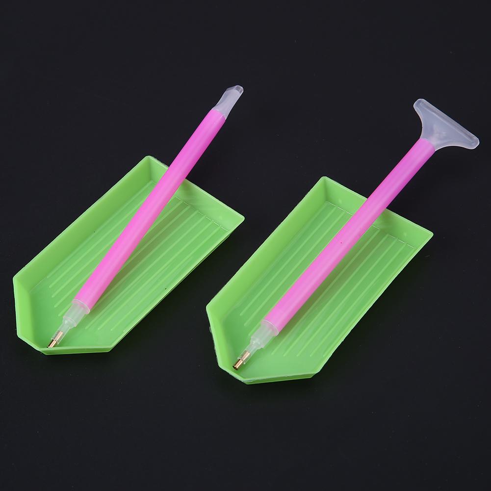 5D Diamond Art Painting Embroidery Art Pen Kit Set Accessories Foam Pencil Grips Pen Holder Tweezers Glue Clay Wax Green Trays