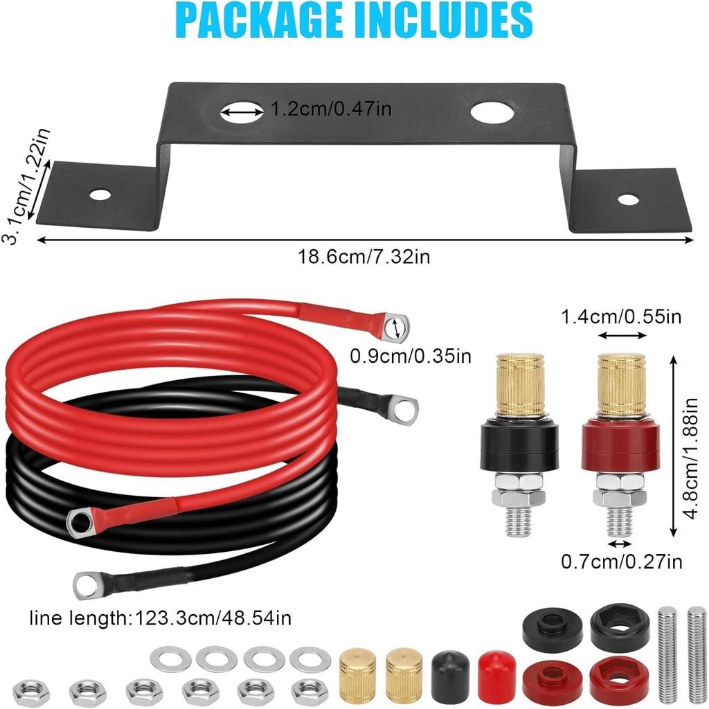 Kit de Poste de Jump Start de Bateria, Poste de Carregamento Remoto à Prova d'Água, Kit de Relocação de Terminais de Jump Start de Bateria Remotos, para UTV ATV Carros Caminhões RV Trator Barco