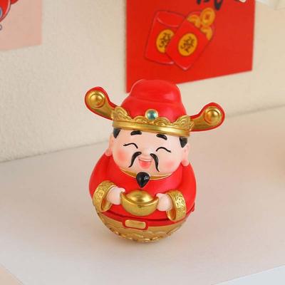Creative Cute God of Wealth Ornament Cartoon Blessing New Year Tumbler Doll Best Wishes Funny Fortune Desktop Decoration Gift