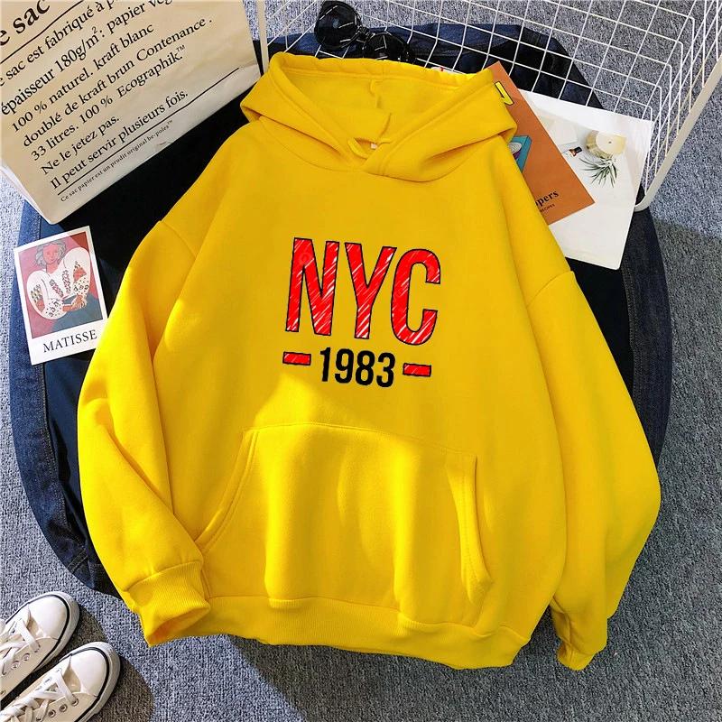 NYC 1983 Print Hoodies New Autumn Winter Casual Thick Men's Top Casual Long Sleeve Sweatshirts Outdoor Sport Clothes