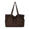 Leopard print suede bag women's large capacity autumn and winter retro shoulder bag commuter tote bag