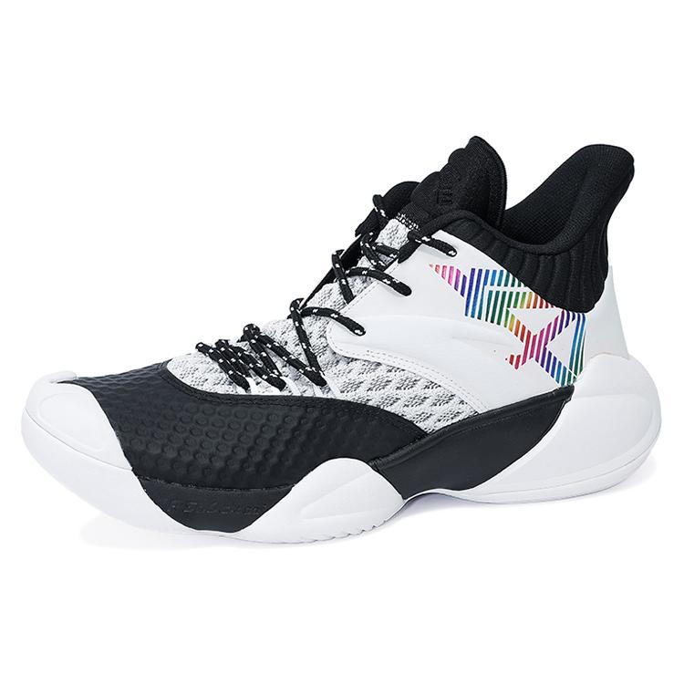 Anta Slip Resistant Abrasion Resistant Mid top Performance Basketball Shoes Men's Black White Gray 112131616S-1