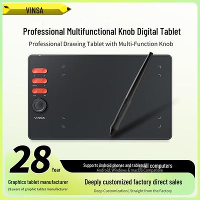 Wencai VINSA Hand-Painted Digital Tablet - 16K Pressure Sensitivity for Android Phone/Tablet Drawing and Handwriting