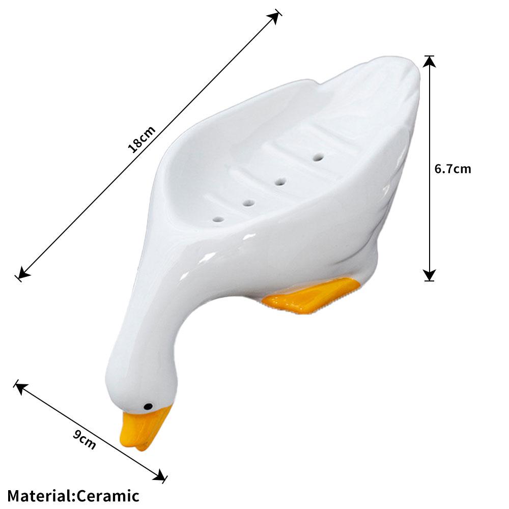 Duck Shape Soap Box Creative Ceramic Drain Soap Dish Bathroom Soap Storage Holder Household Shower Container Sponges Drainer Dry