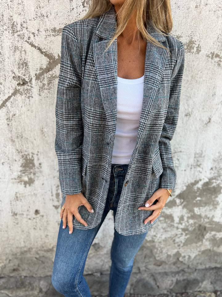 2024 Women's Retro Houndstooth Lapel Cardigan Jacket - Casual European & American Autumn/Winter Fashion