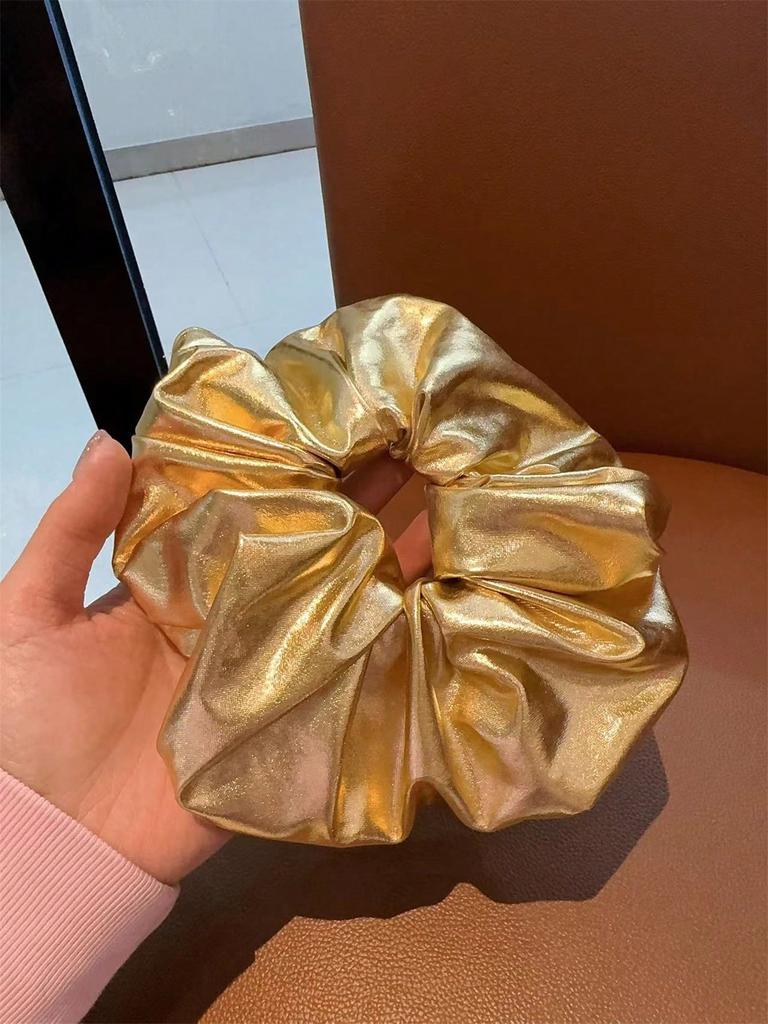 1 Stück Damen Silber Leder Nischendesign Schlicht Groß Großes Haarband Pferdeschwanzbinder Haarband Haarschmuck