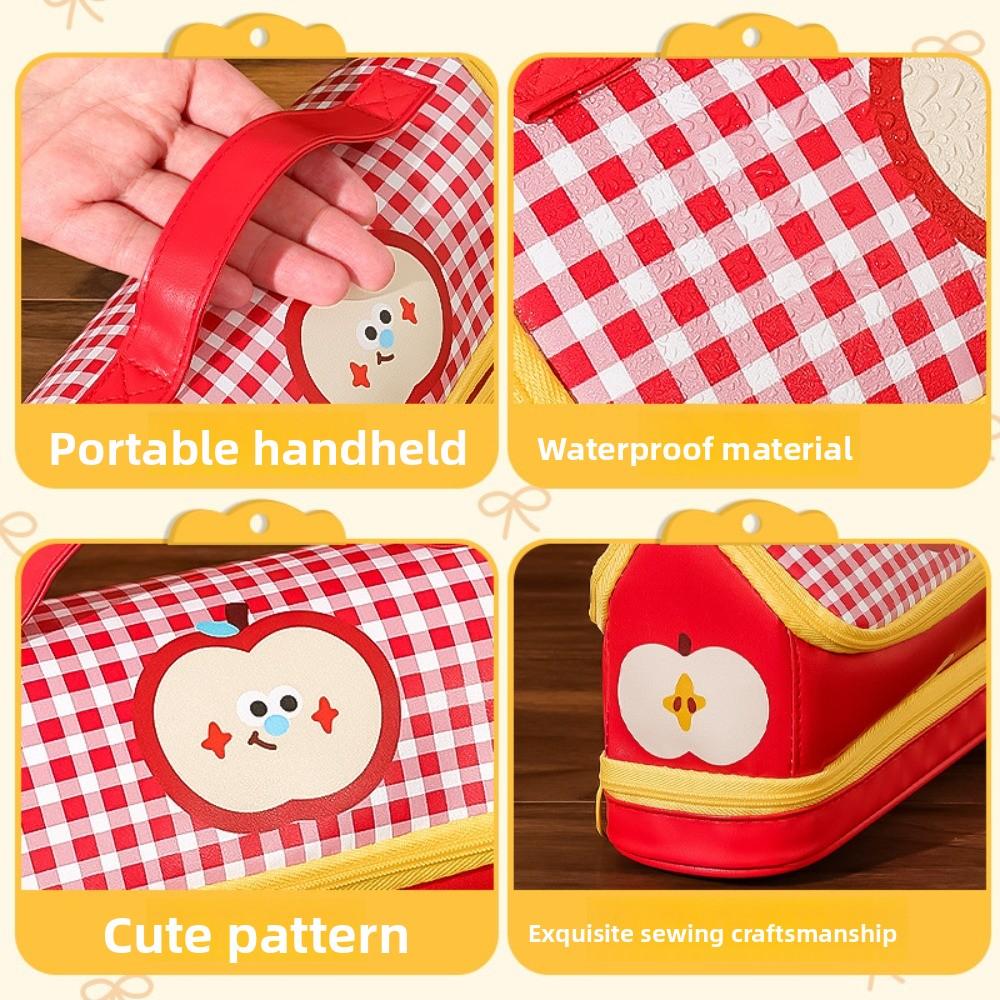 Big House Shape PU Stationery Bag PU Leather Waterproof Large Pencil Pouch Stationery Holder