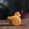 1/2Pcs Feng Shui Fu Horse Wooden Carved Horse Figurine Bring Good Luck 2026 New Year Zodiac Horse Statue Home Office Decor