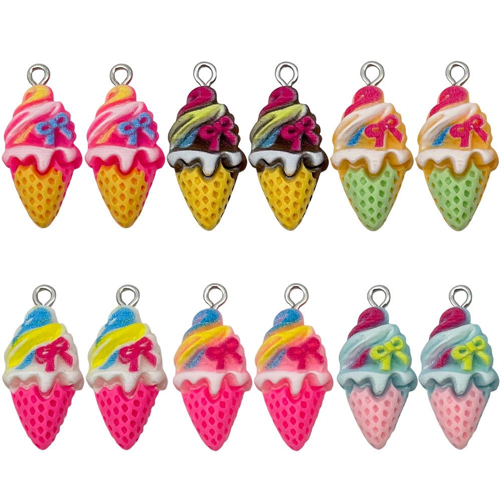 12 Colorful Resin Ice Cream Cone Charms for DIY Jewelry