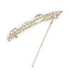 Used Chanel Coco Mark Pearl Stone Square Barrette Clip Hair Accessory Gold (Unused Storage Item)