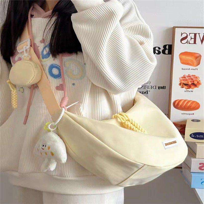 

Студенческая сумка-мессенджер большой вместимости, сумка-пельмень, модная сумка большой вместимости для студенток колледжа, женская сумка-мессенджер, легче всего сочетать Milk yellow