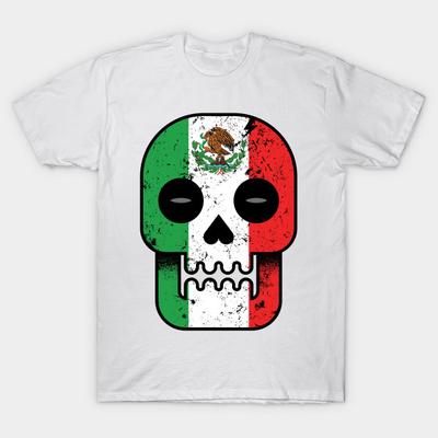 Men Black Print T-shirt Mexico Till I Die No-Cut Transfer Paper Print Cotton Tshirt - Men's Summer Cotton Graphic Tee