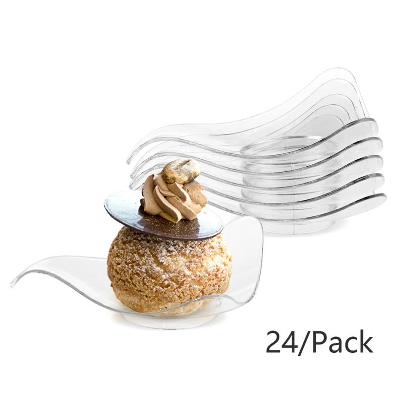 24 Pieces Disposable Plastic Serving Bowls Clear Plastic Bowls Salad Bar Buffet Containers Small Serving Bowls for Candy