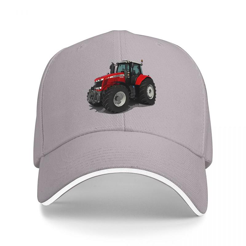 Baseballkappe mit rotem Traktordesign Klassischer Druck von Landmaschinen Verstellbare Kappe für Erwachsene Outdoor-Arbeit und Freizeitkleidung