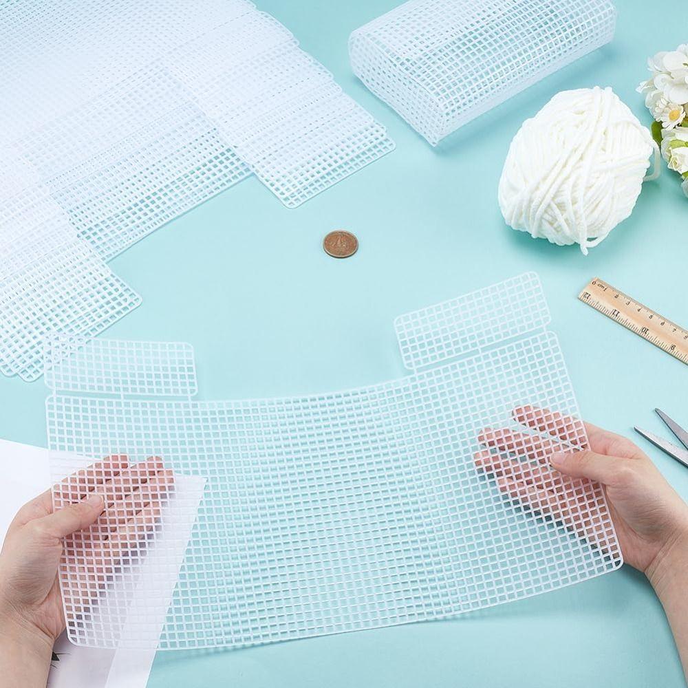Purse Making Supplies Plastic Bag Mesh Grid White Blank Mesh Canvas Mesh Cloth Crochet Projects