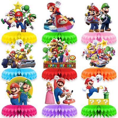 9pcs Mario Honeycomb Centerpieces Super Mario Party Supplies Table Decorations