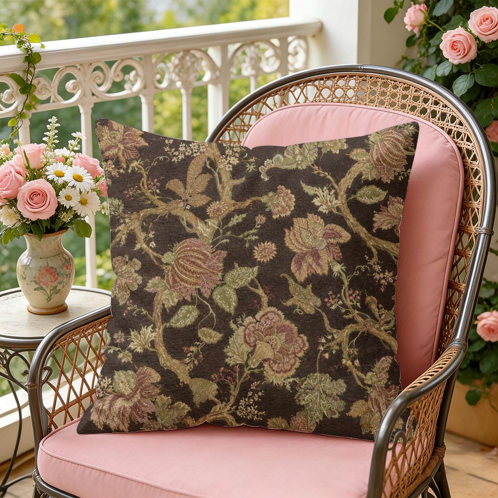 Vintage Textile Floral Fabric Cushion Cover Silky Short Plush Invisible Zipper Dustproof Sofa Pillow Case For Home Decor