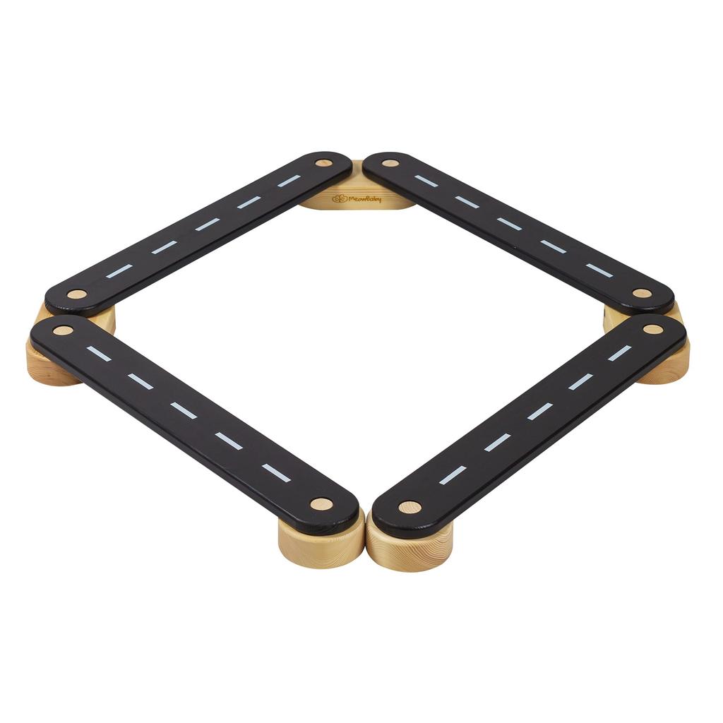MeowBaby ® Wooden Balance Beam 4 Elements, 275x10 Cm