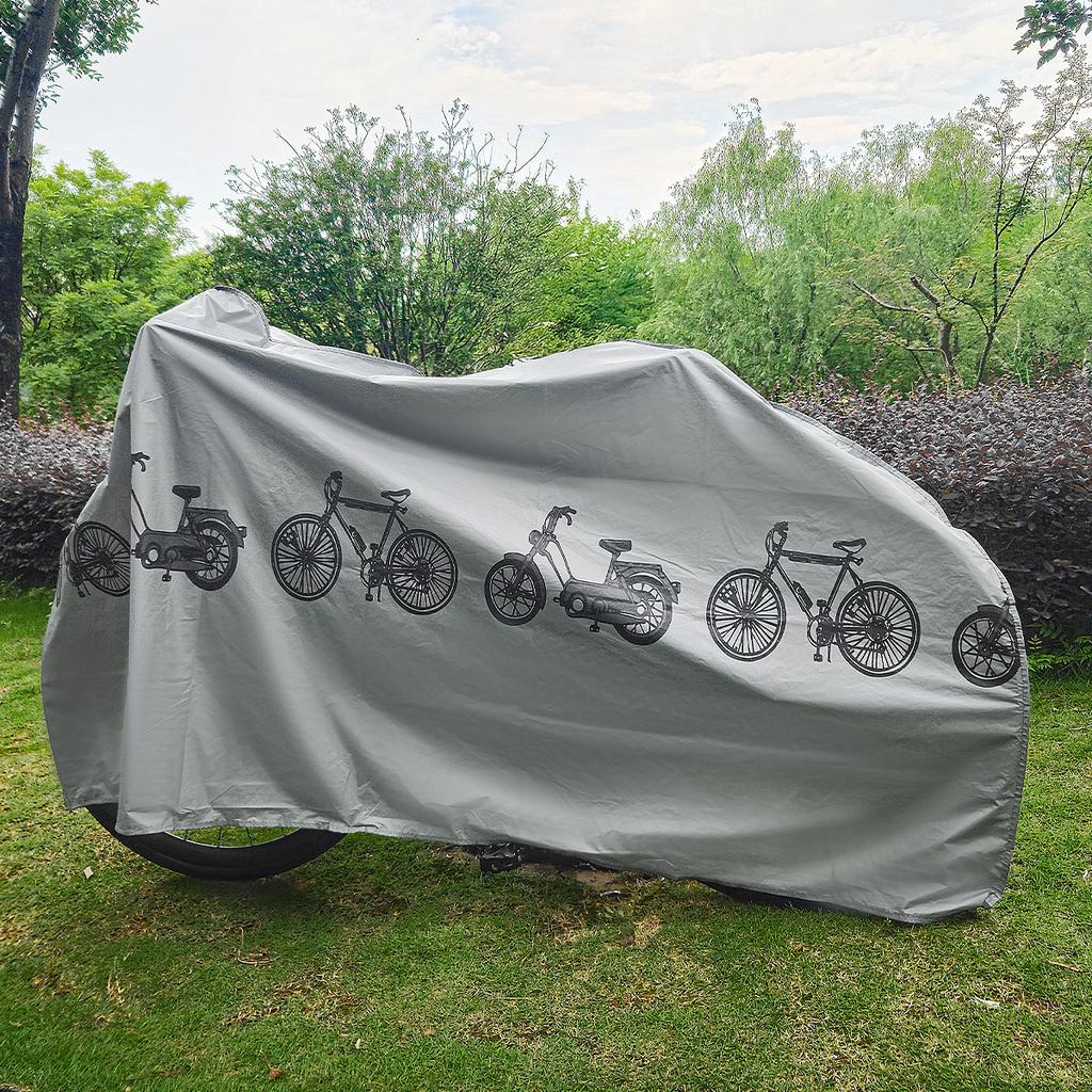 Allwetter-Fahrradabdeckung aus strapazierfähigem EVA-Material, bietet UV-Schutz und Frostbeständigkeit. Geeignet für draußen