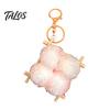 Soft Fermented Bean Curd Pendant Plush Keychain, Fluffy Doufu Bag Charm with Keyring, Backpack Handbag Purse Decoration Accessories