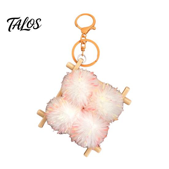 Soft Fermented Bean Curd Pendant Plush Keychain, Fluffy Doufu Bag Charm with Keyring, Backpack Handbag Purse Decoration Accessories