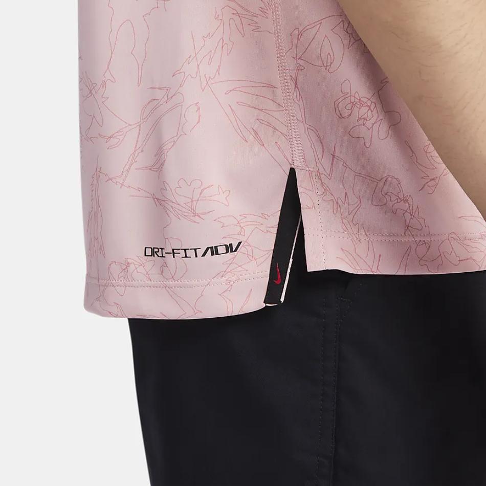Nike Dri-FIT ADV Logo Print Breathable Jacquard Short Sleeve Polo Men Tops Oxford-Pink DZ5381-601