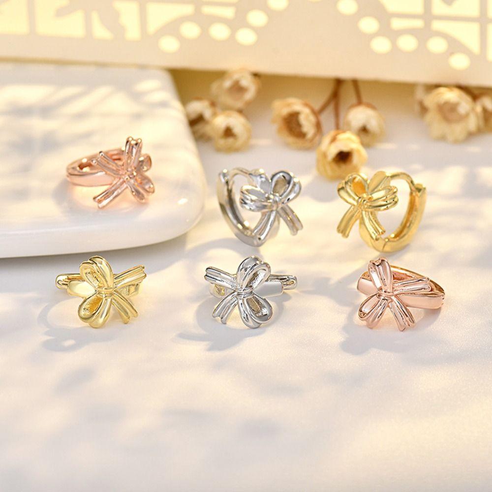

Korean Bowknot Stud Earrings Minimalist Ear Buckle Aesthetic Ear Stud Jewelry Gift style 1