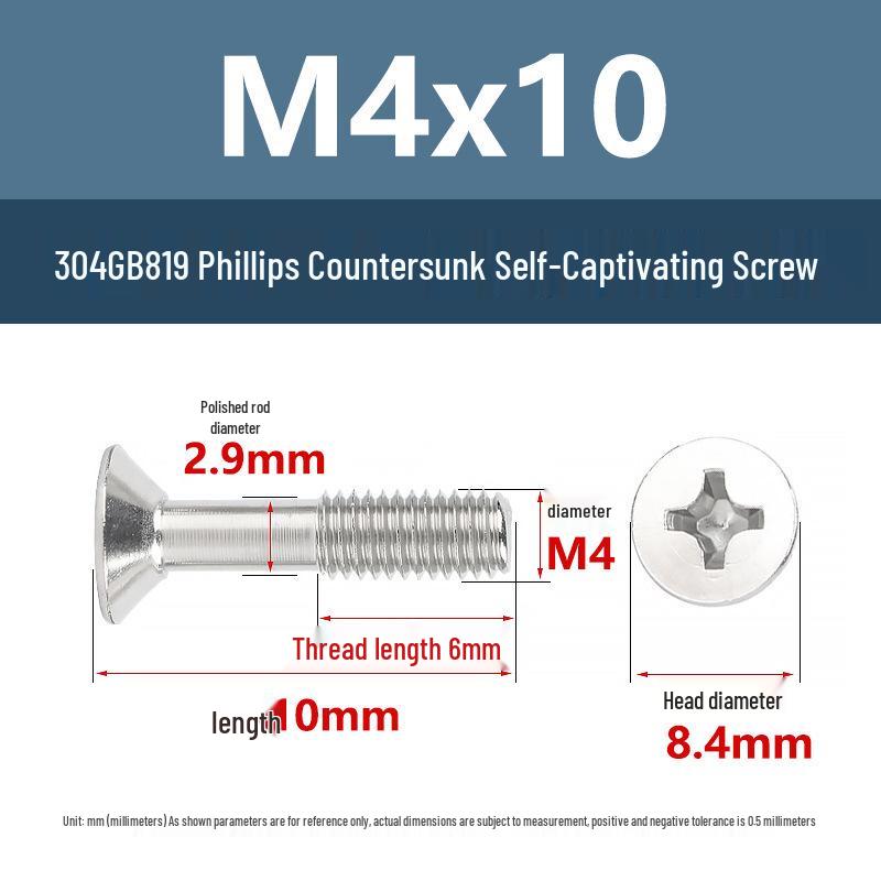 Yigu 304 Stainless Steel M3M4M5 Anti-Loosening Captive Countersunk Screw