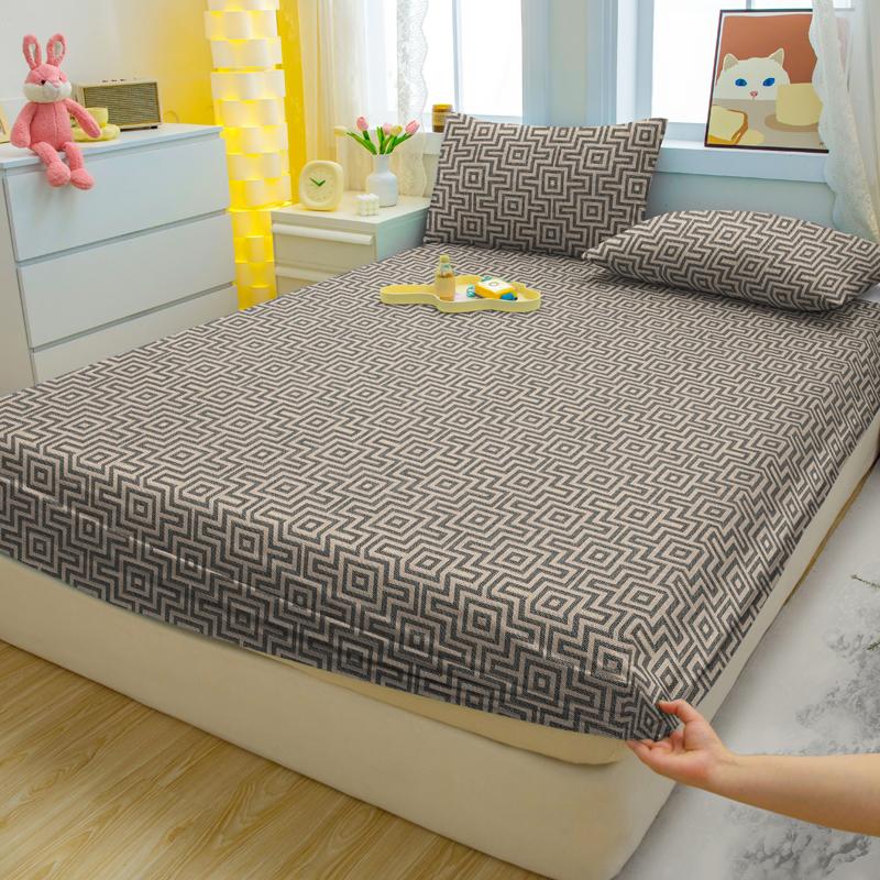 1 Simple Modern Printed Matte Fitted Sheet, Bedroom Printed Bed Cover, Bedding (Excluding Pillowcases)