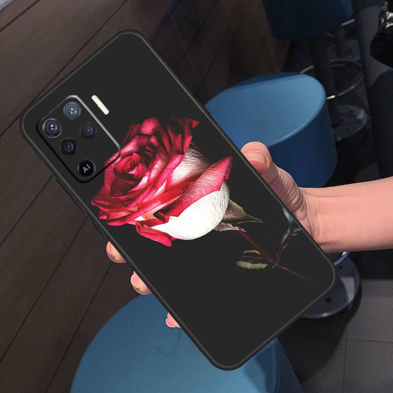 Red Rose Flower Case For Oppo A16 A17 A18 A96 A76 A60 A80 A40 A38 A58 A78 A98 A94 A74 A54 A15 A57 A77 A5 Pro
