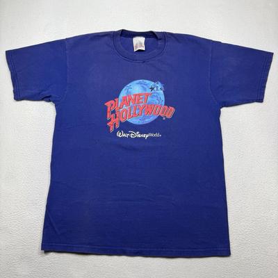 Vintage Planet Hollywood Shirt Medium Walt Disney World Blue 1991 Made In USA