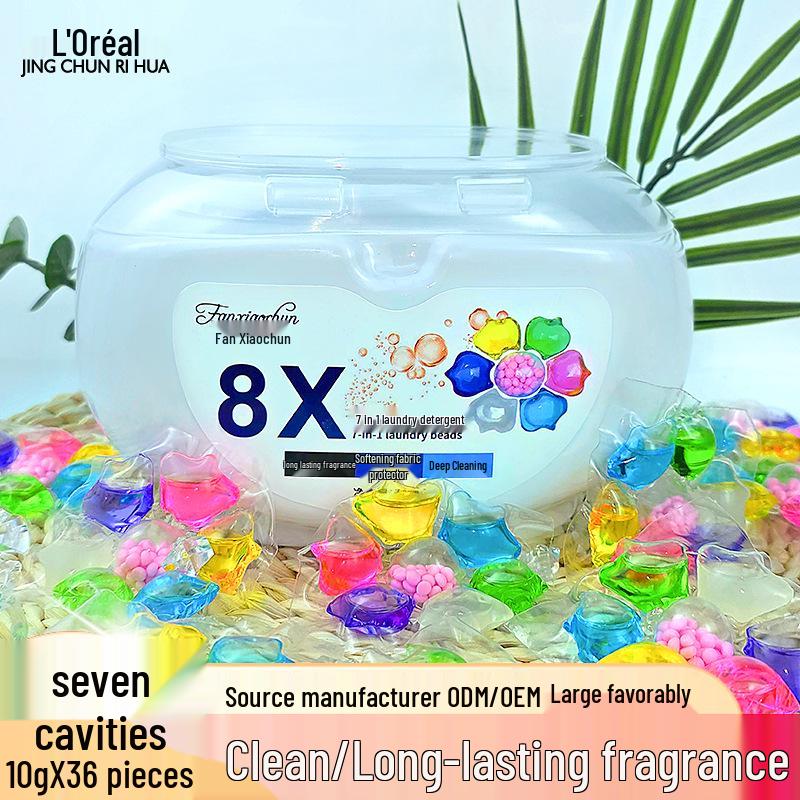36-Pack Seven-in-One Laundry Pods: Softening, Long-Lasting Scent, Deep Cleaning, 10g Seven-Chamber Beads