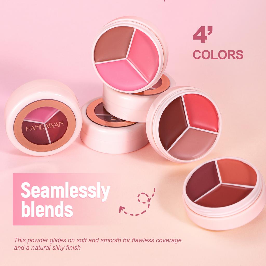 Dreifarbiger Rouge Natürliche Farbwiedergabe Zart Nicht staubend Mattes Rouge Haltendes Make-up Klare Vitalität Mädchen Rouge