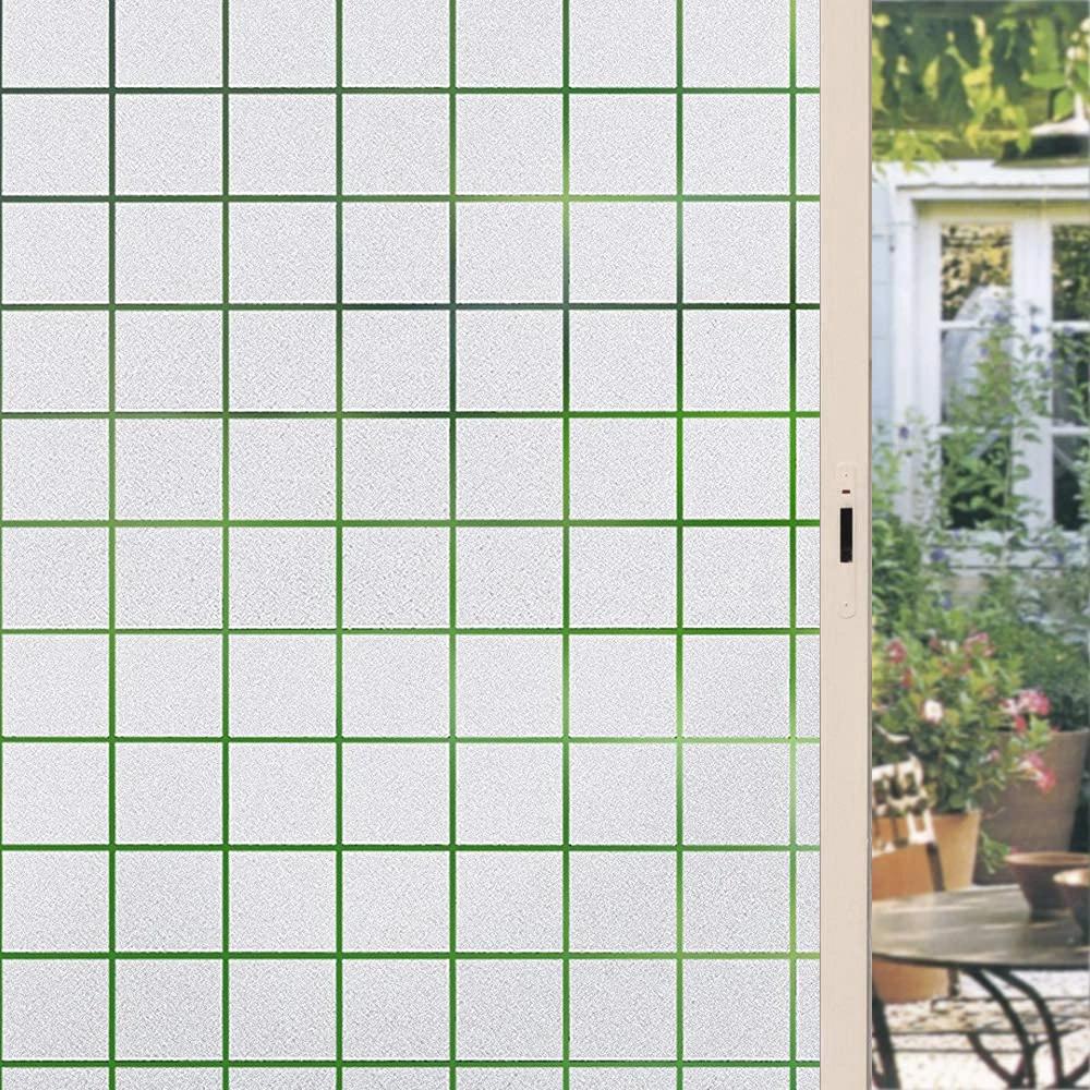 3D Frosted Decorative Window Film Privacy Static Cling Adhesive Stained Glass Film Matte Decals Uv Protection Window Decals