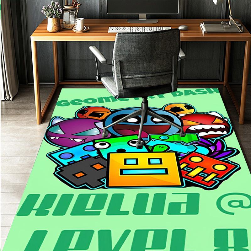 Geometry Dash Pattern Rug, Indoor/Outdoor Mat, for Picnic, Gameroom, Bedroom, Office, Living Room, Home Decor Carpet, Birthday Gift