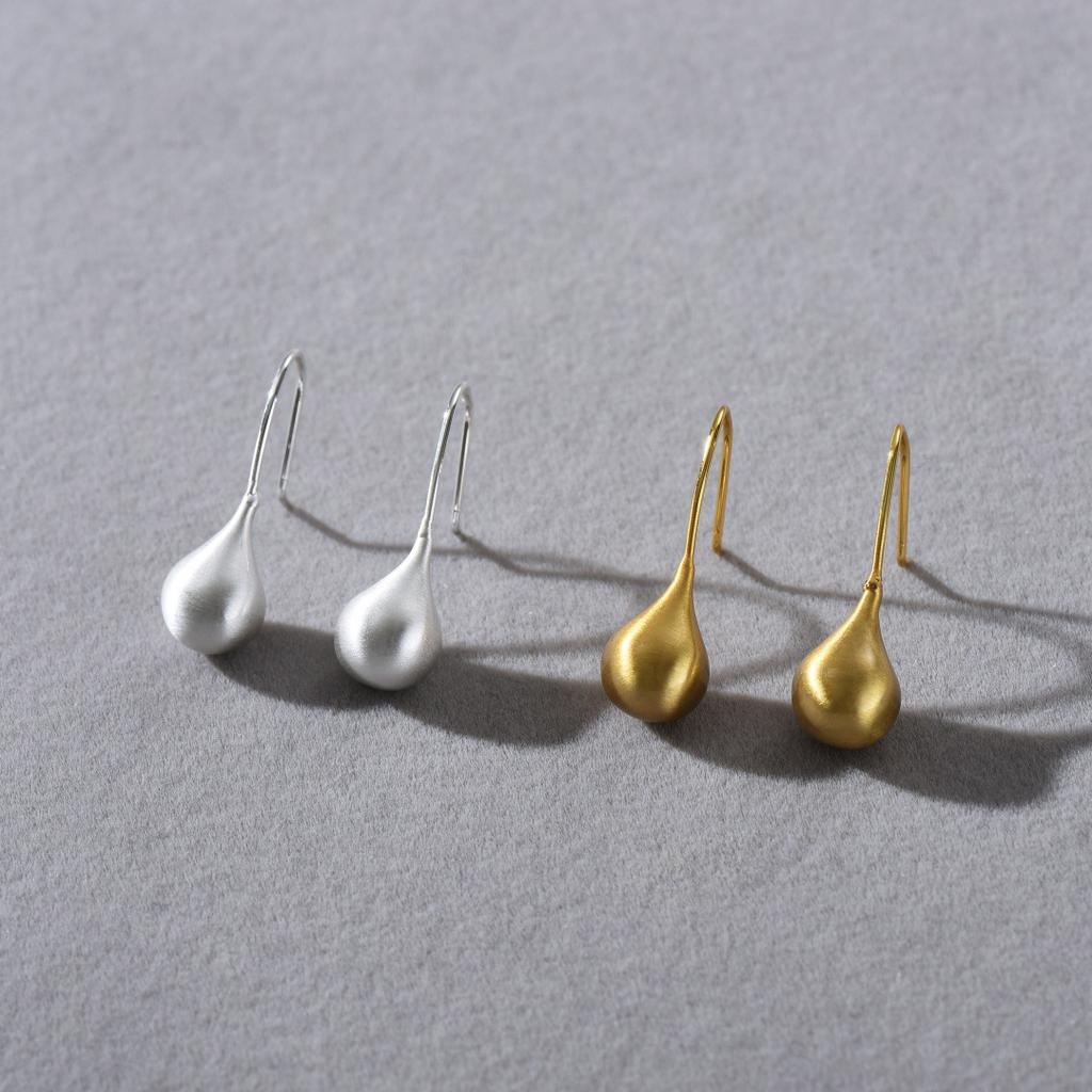 Simple Geometric Water Drop Hand Brushed Hanging Stud Earrings, High-End Design, Light Luxury Temperament Earrings For Women