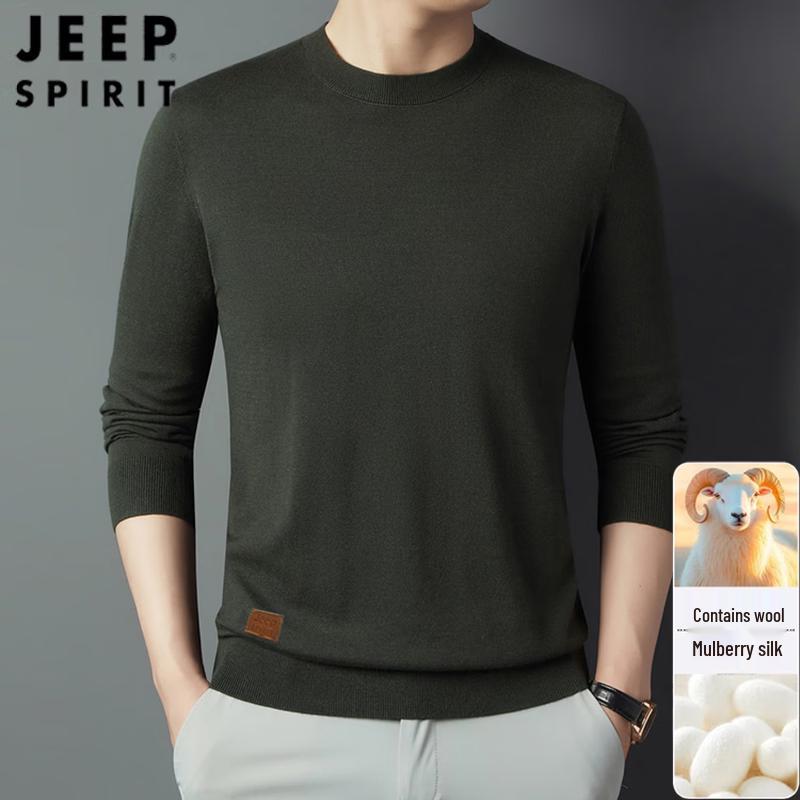 JEEP SPIRIT Men s Crew Neck Wool & Silk Blend Sweater 130/190