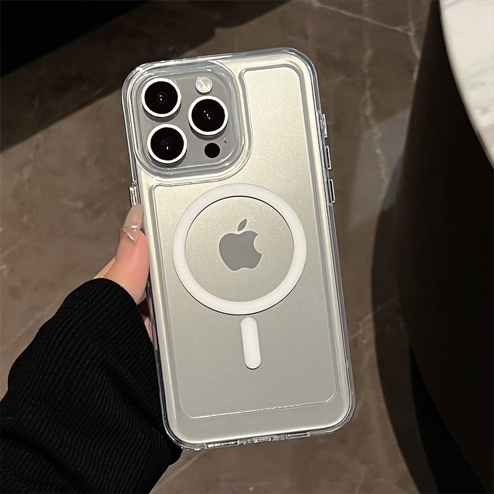 Transparent magnetic phone case suitable for Apple phones