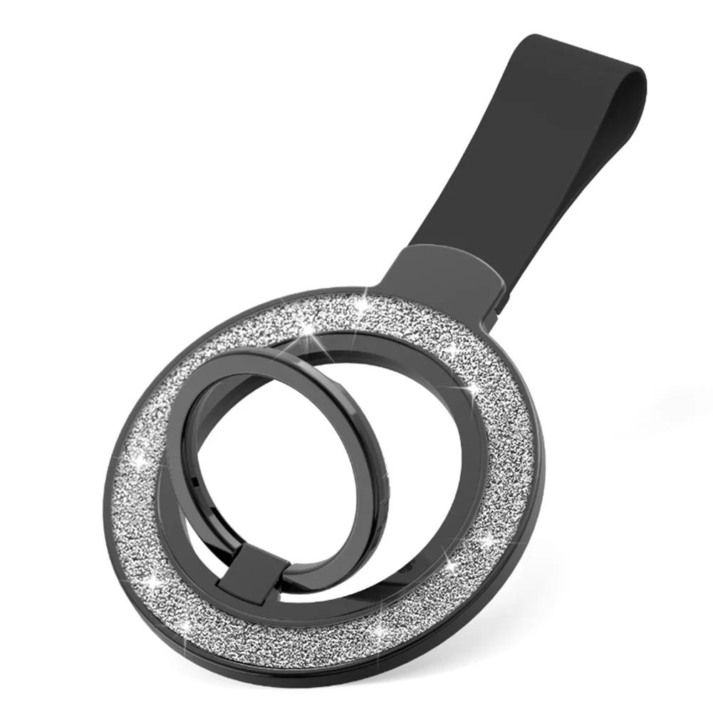 Universal Double-sided Magnetic Holder for Magsafe Mobile Phone Stand In Car Grip Finger Ring Bracket with Hand Strap for iPhone