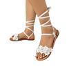 Foreign trade large size sandals women's bohemian pinched feet summer new pinched toes flower flat bottom low heel European and American comfortable s