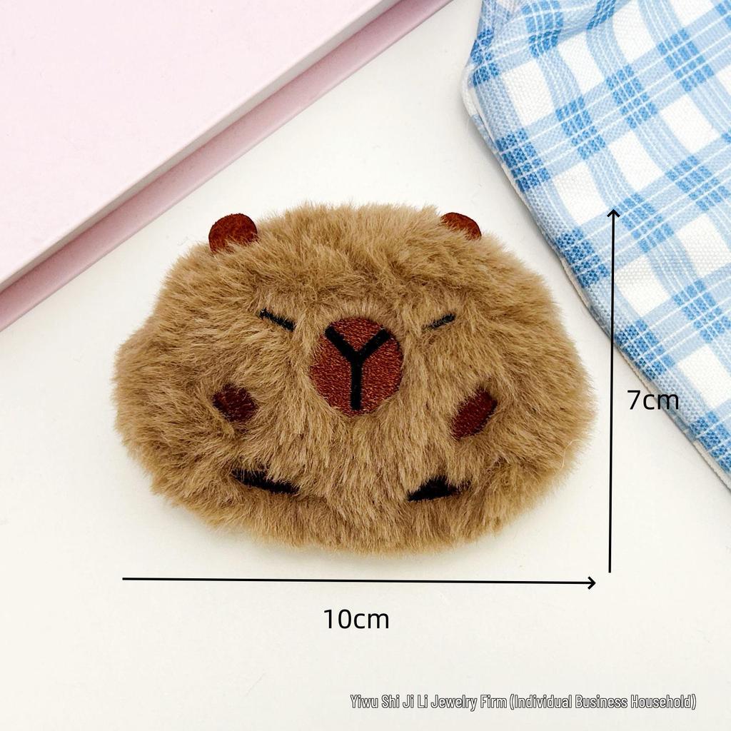 Cartoon Cute Sleeping Capybara Squeaking Pendant Plush Emoji Pin Accessories