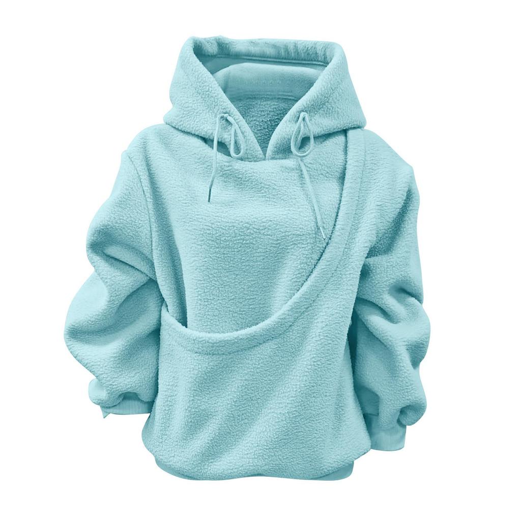 New European & American Autumn/Winter Hooded Plush Pet Bib Loose Pullover Sweatshirt for Women