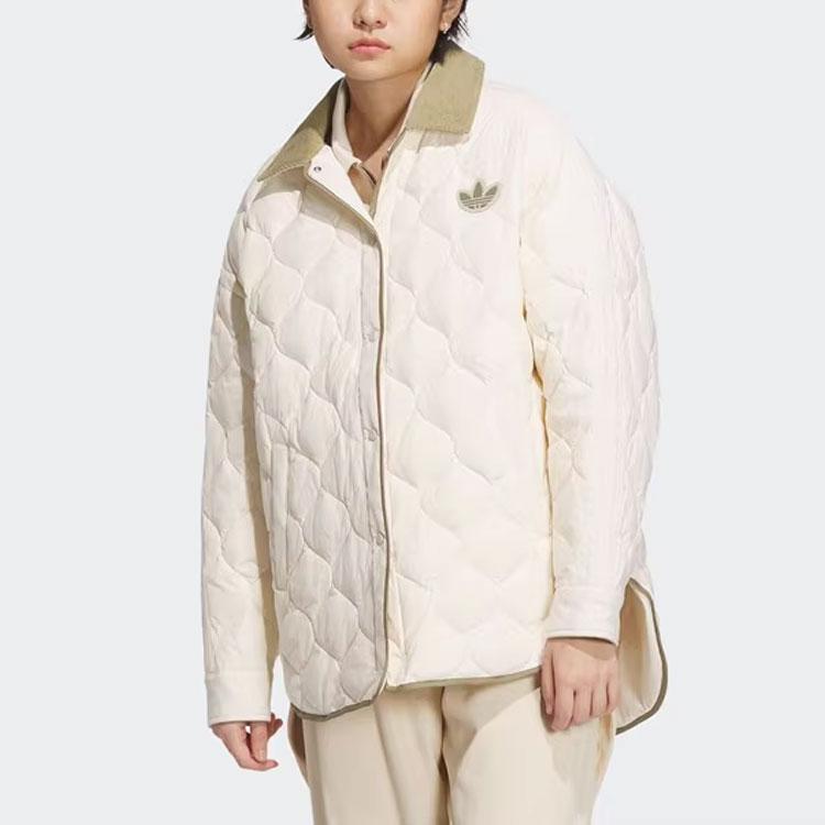 Adidas Originals Quilted Colorblock Logo Sport Down Jacket Women Jackets Magic-White IN0979